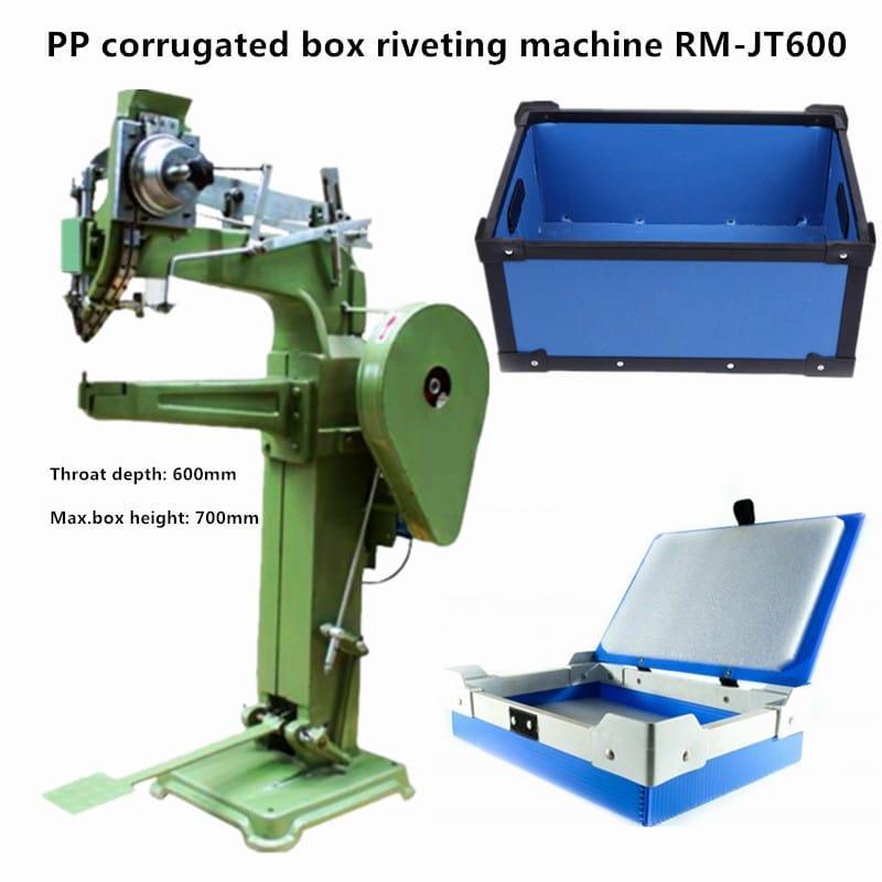 Máy tán đinh cần dài RMJT600 / RMJT900 – “Long-throat” cho thùng nhựa danpla & nhựa PP